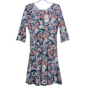 Pact Fit & Flare Midi Dress Floral Organic Cotton Pockets Size MEDIUM New NWT